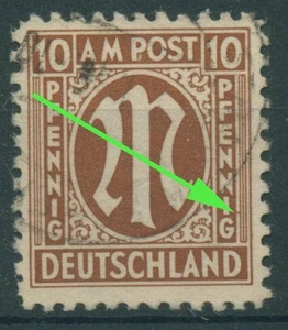Bizone 1945 Am. Druck mit Plattenfehler 6 z X, Papier z gestempelt - Bild 1 von 1