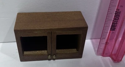BESPAQ DOLLHOUSE FINE MINIATURE TWO DOOR CABINET  WALNUT # 8907 - Image 1 of 4