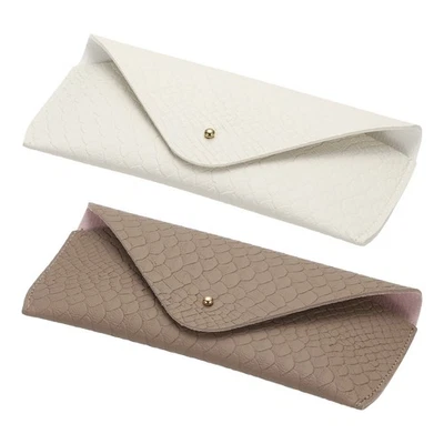 Estuche para gafas de cuero de 2 piezas, estuche para gafas de sol para organización de gafas, blanco/marrón Foto 1 de 4