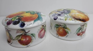 Staffordshire England 2 Stück Fine Bone China Schmuckschatullen mit Obst Künstler signiert - Bild 1 von 24