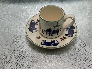 HTF! EMMA BRIDGEWATER PORCELAIN “ELEPHANTS” DEMITASSE CUP & SAUCER - Picture 1 of 5