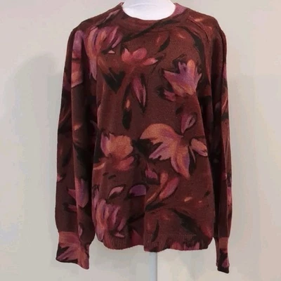 Suéter Democracy Mujer L Cuello Redondo Floral Mezcla Mohair Boho Colorido Foto 1 de 4