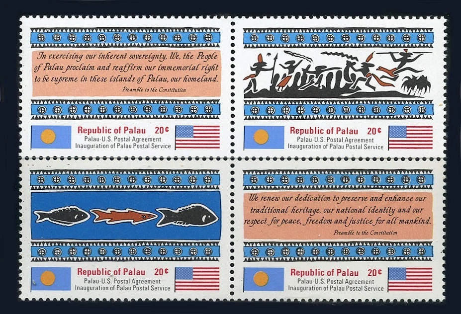 Palau: 1983 primeros números (1-4) bloque de cuatro MNH Foto 1 de 1
