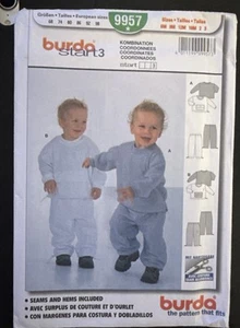 Burda 9957 Toddler Play Clothes Sweats Pattern Sz 6M-3 - Picture 1 of 2