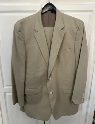Jos. A. Bank Men's Light Tan Brown Suit Jacket & Pant 2 Piece Set Size 48 Long - Image 1 of 4