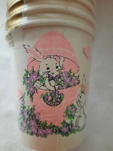 Nuevo de Lote Antiguo Reed's Adorables Tazas de Pascua de Papel ~ Conejitos Cesta de Pascua Huevo Rosa - Imagen 1 de 10