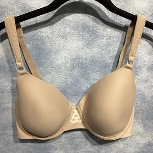 Olga Bra Beige 34D Underwire Lace Trim Molded Cup - Picture 1 of 11