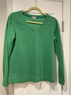 Top Pullover Manga Larga Polar Suave Cuello en V Verde Azul Marino Antiguo Talla S Foto 1 de 4