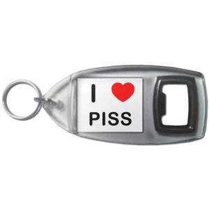 Piss I Love Heart Bottle Opener Key Ring Plastic (97mm x 47mm) - Picture 1 of 2