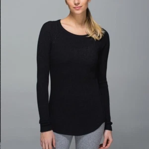 Lululemon Cabin Yogi Long Sleeve Black / Heathered Dark Grey  Size 4 - Picture 1 of 11