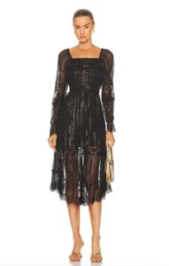 LoveShackFancy Jazz Dress Black Metallic Lace Trim 4 NWT $695 - Picture 1 of 8