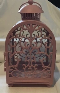 Ikea Vintage Pink Lantern Candle Holder Decor Metal Glass - Picture 1 of 15