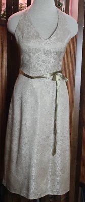 David Novia Oro Brocado Halter Formal Damas de honor Cóctel Vestido de Té 4 Foto 1 de 4