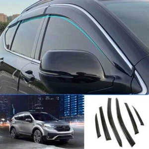 ABS Black Window Visor Shades Sun Rain Guard 6Pc Fits For HONDA CR-V 2017-2022 - Picture 1 of 12