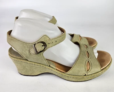 Ariat Sage Green Leather Slingback Wedge Sandals Women's Size: 9B - Image 1 of 4