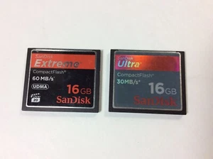 2 SanDisk Extreme & Ultra Compact Flash 60 MB/s & 30 MB/s UDMA 16GB - Picture 1 of 2