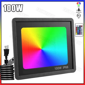 100W LED Inundador RGB con Control Remoto Enchufe Proyector Faro DE - Imagen 1 de 11