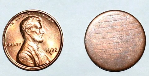 Penny Blank Planchet, 1972 S Uncirculated Double Die Pillars Lettering Error Lot Cover
