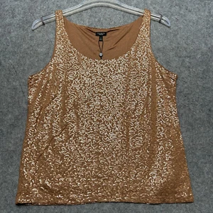 Talbots Tank Top Womens XL Brown Sequin Shell Party Celebrate Travel Cruise Fun - Picture 1 of 18