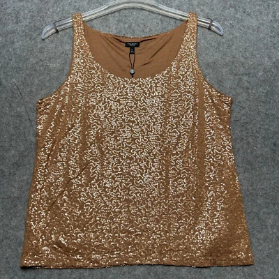 Talbots Tank Top Womens XL Brown Cami Shell Sequins Comfy Sparkles Party Holiday - Image 1 of 4