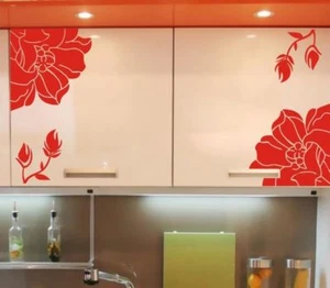 Set of 4 Flower Vinyl Wall Art Graphic Sticker Decals Fashionable Decoration - Picture 1 of 9