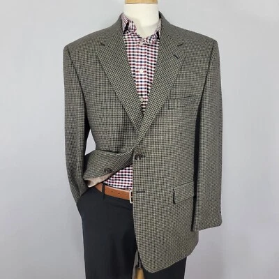 Chaps Men's Flannel Sport Coat Blazer Two Button Houndstooth Lambs Wool 44R - Image 1 of 4