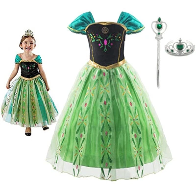 Girls Kids Party Fancy Dress Frozen Princess Anna Costume Cosplay Birthday Gift - Image 1 of 4
