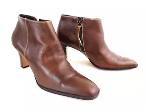 Ralph Lauren Whitney Mujer EE. UU. 10M Cuero Marrón Cremallera Botines Tacones BRASIL - Imagen 1 de 10