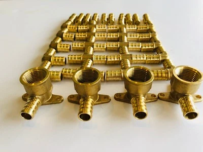 34PCS 1/2" PEX Crimp Fittings Drop-Ear Elbow(4PCS),Coupling,Tee,Elbow(10PCS/EA) - Image 1 of 2