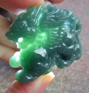 1Pcs Green Burma Grade A Jade jadeite Pendant Flying Dragon 678801 - Picture 1 of 9