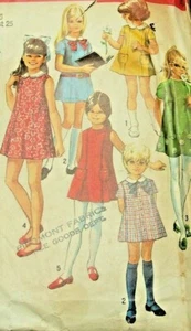 Simplicity 8621 Pattern Girls Dress Size 6 Complete Cut 1970 - Picture 1 of 4