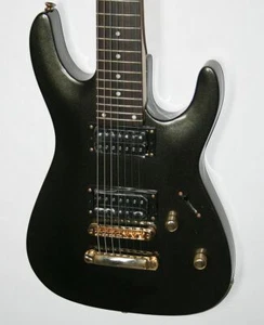 E-Gitarre Siebensaiter 7-String Basswood Humbucker Black Schwarz Sparkle G125 - Bild 1 von 5