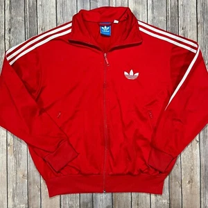 Adidas Track Jacket Trefoil Embroidered Full Zip Warmup Large Mens Red Y2K - Picture 1 of 6