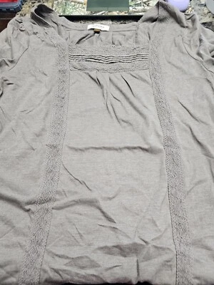 Blusa Camisa Para Mujer Sonoma Marrón Detalle Encaje 1X XL Manga Corta Foto 1 de 4