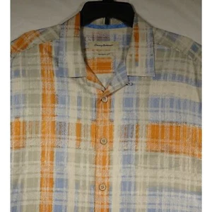 Tommy Bahama Original Fit Button Up Short Sleeve Pastel Plaid Large - Picture 1 of 10