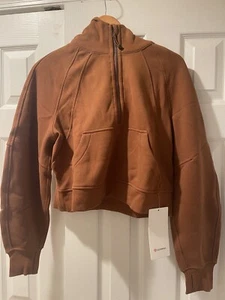 Lululemon oversize 1/2 zip scuba marrone rame nuovo con etichetta taglia: XS/S - Foto 1 di 4
