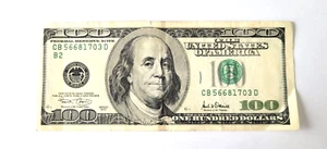 2001 $100 One Hundred Dollar Bill, Federal Reserve Note, Serial # CB56681703D - Picture 1 of 2
