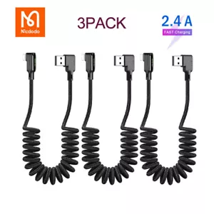 3PCS Mcdodo Elbow Anti Winding Car USB Fast Charger Data Cable for iPhone 13 14 - Picture 1 of 7