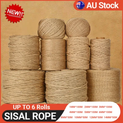 Sisal Rope Natural Jute Hemp Twine Cord Thick Craft DIY Material Supply Rope AU - image 1 of 4