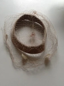 Vintage Beige Women's Hat with Veil and Biege Dots-Nice Vintage Hat - Picture 1 of 11