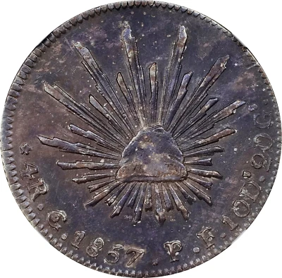 Mexico Silver 4 Reales 1857 Go-PF NGC XF45 Superb Cabinet Toned Extremely Rare! - Image 1 of 4