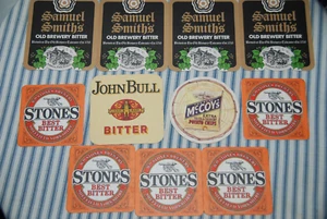 Set of 11 Vintage British Beer Mats - Stones Samuel Smiths John Bull & McCoys - Picture 1 of 7