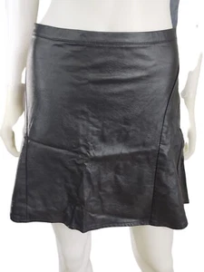 Neu mit Etikett H&M Divided Kunstlederrock Damen Gr. 6 schwarz ausgestellt Minirock 29" Taille  - Bild 1 von 4