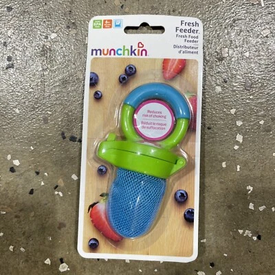 Alimentador de alimentos frescos Munchkin mordedor fresco crudo azul y verde bebé niño pequeño sin BPA Foto 1 de 2