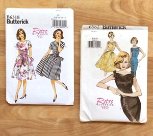 Lote de 2 Vestidos Butterick ESTILO RETRO DÉCADA DE 1960 Patrones 6318 6582 Talla 6-10 SIN CORTAR - Imagen 1 de 2