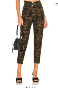 Sexy Green Camo Camoflauge Wide Leg W Belt Snap Front Harem Pants New Revolve XL - Picture 1 of 3