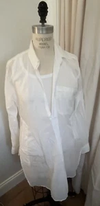Roberta Freymann Womens White cotton V-Neck looseLong Sleeve Tunic Top Size xs - Picture 1 of 11