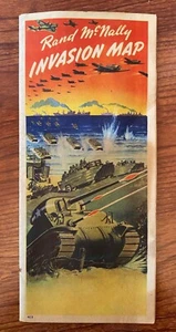 Mapa de invasión de Europa Rand McNally vintage y original de la Segunda Guerra Mundial  - Imagen 1 de 2
