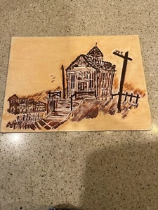 Hand painted Houses on Canvas Board Artist Unknown 9x12 Acrylic Unframed - Picture 1 of 9