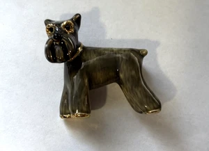 Broche prendedor vintage Scottie Dog gris esmalte tono dorado - Imagen 1 de 2